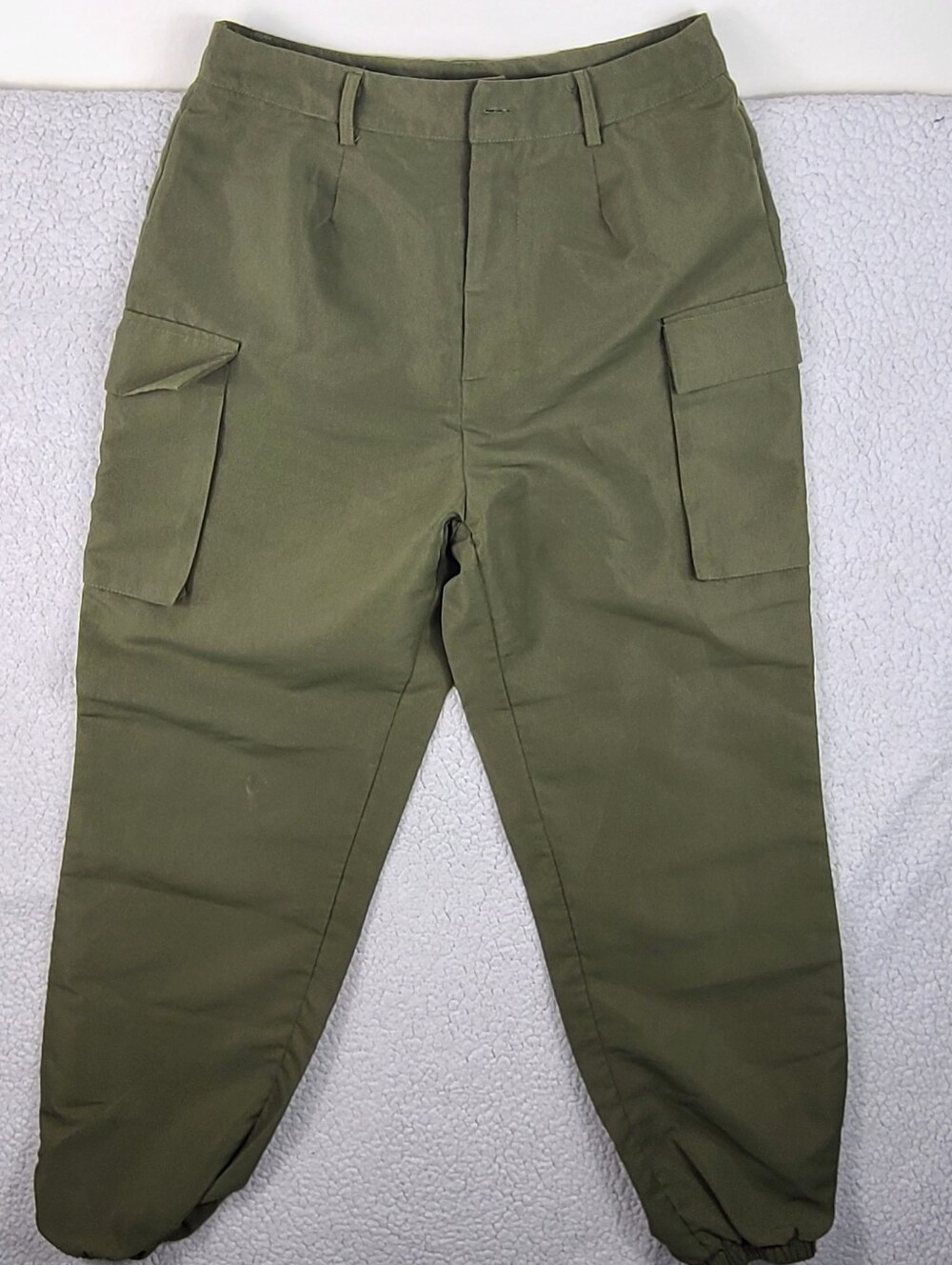 SHEIN Olive Green Cargo Jogger Pants Utility Pockets M 6 Ankle Cuffs